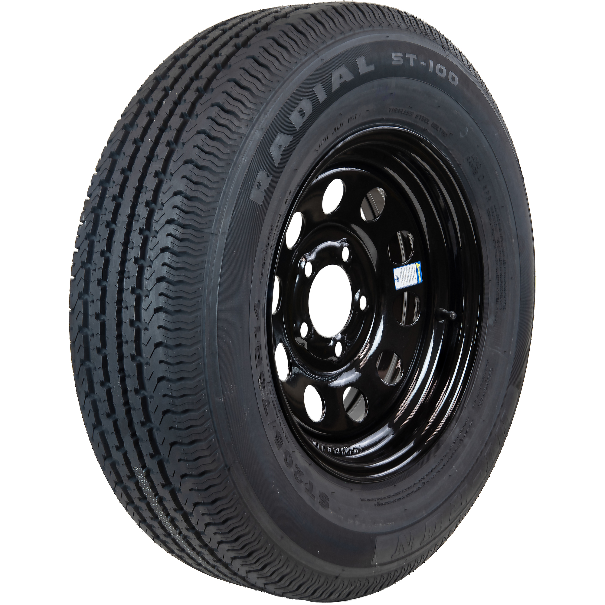 HI-RUN, Highway Trailer Tire Assembly, Radial, Black Mod, Tire Size ST205/75R14 Load Range Rating D, Bolt Holes (qty.) 5 Model# ASR2118